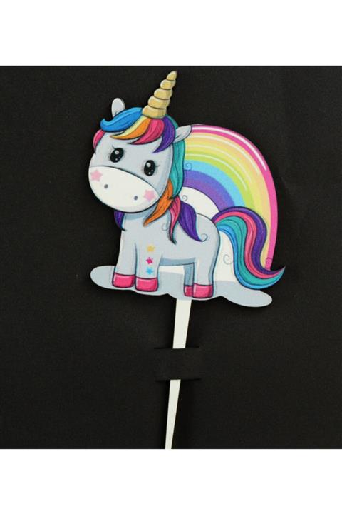 parti sürprizi Gökkuşağı Unicorn Pasta Kürdan Süs 1 Adet