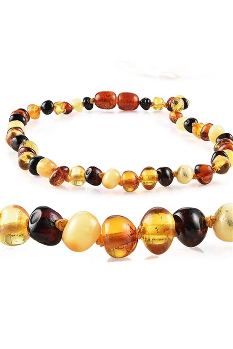 PİGADO Jewelry Gerçek Damla Kehribar Bebek Diş Kolyesi