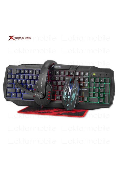 AktarMobile Xtrike Me Oyuncu Seti Rgb Işıklı Gaming Klavye + Mouse + Kulaklık + Mouse Pad 4 In 1 Gaming Set