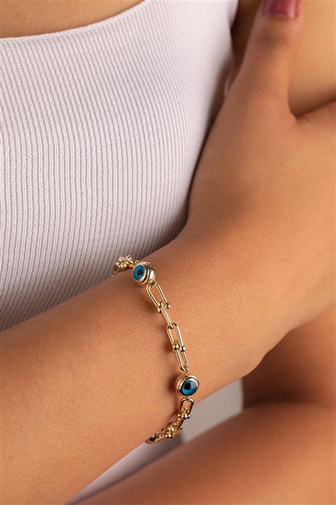 YAVUZ KUYUMCULUK Kadın Altın Tiffany Nazar Boncuklu Bileklik