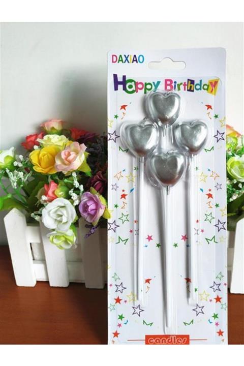 Go İthalat Çubuklu Metalize Kalpli Doğum Günü Mumu