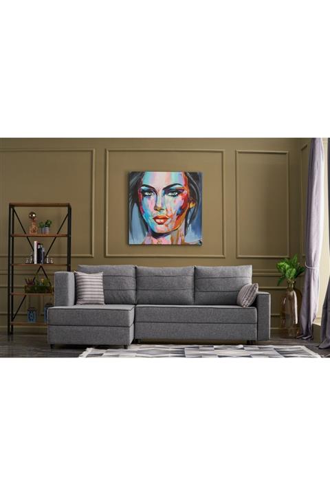 Evdebiz Ece Serisi Yataklı Sandıklı Sol Köşe Gri