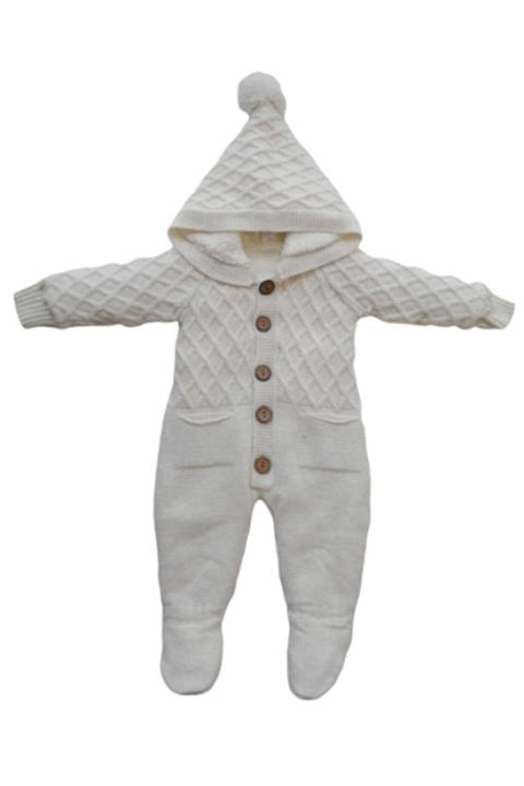 Puppis Baby Unisex Bebek Bej Triko Welsoft Lüx Bebek Tulum