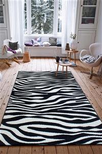 Saray Halı Luna Ozd33 Siyah / Beyaz 80x250 Cm Kesme Yolluk Halı