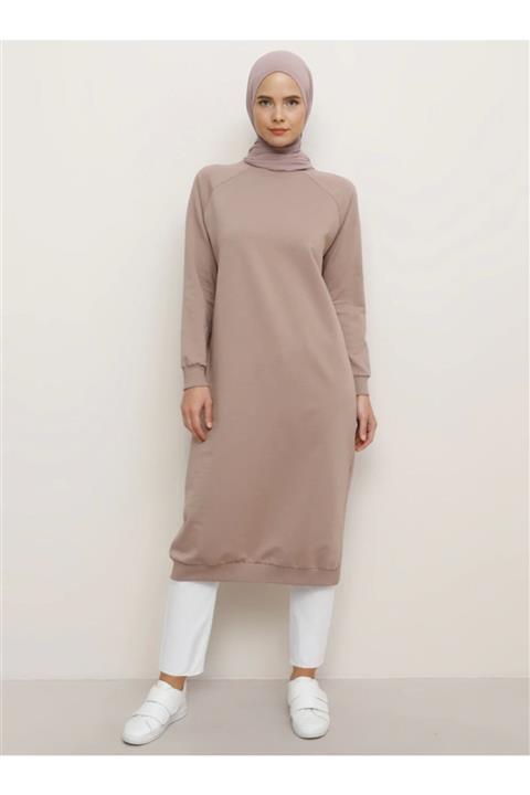 Everyday Basic Bisiklet Yaka Sweatshirt - Koyu Camel -