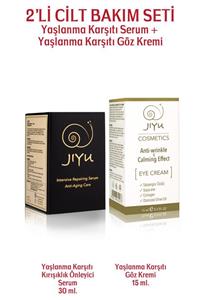 JIYU Yaşlanma Karşıtı Kırışıklık Önleyici Onarıcı Serum + Kırışıklık Önleyici Göz Kremi 2'li Set