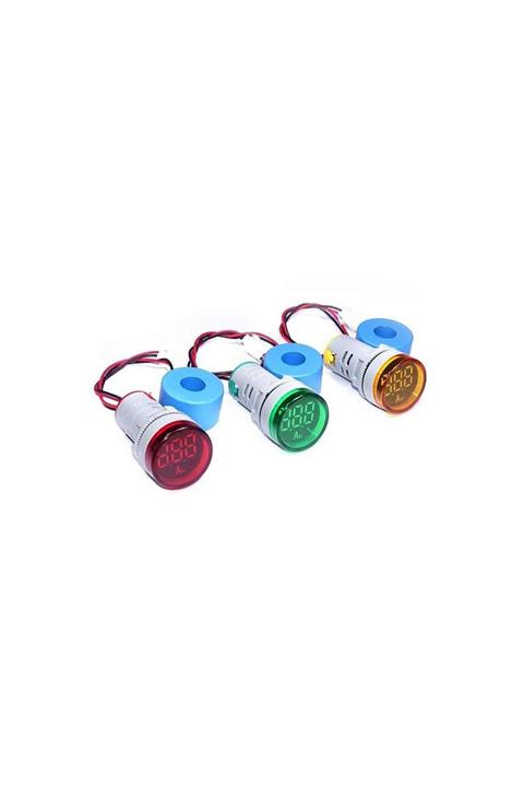 Nexo Ampermetre  0  100 Amper 25500 Voltaj 22 mm Led Göstergeli Ampermetre 1 Adet Sarı