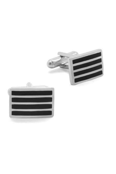 Online Hediye Sepeti Siyah Mineli Avangarde Tasarım 925 Ayar Gümüş Kol Düğmesi