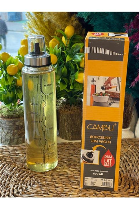 VİP AHMET Cambu Borosilikat Cam 600ml Yağdanlık Sızdırmaz Kapak