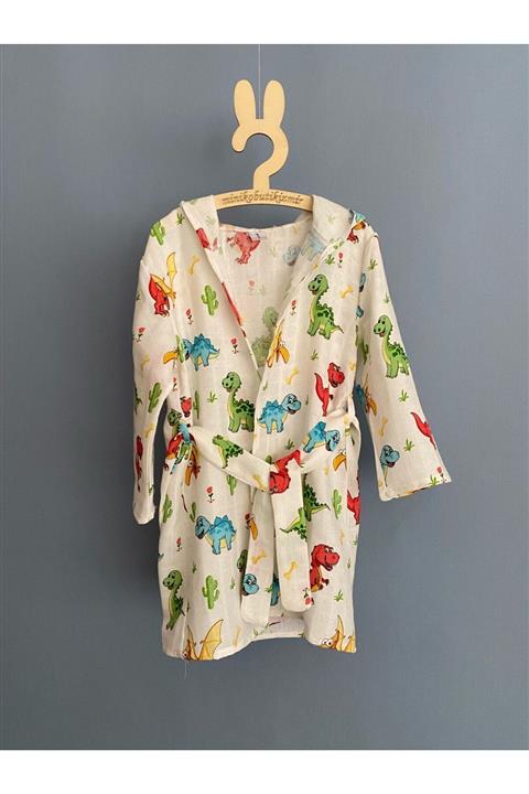 Miniko Butik Dinazorlu Müslin Çocuk Bornozu