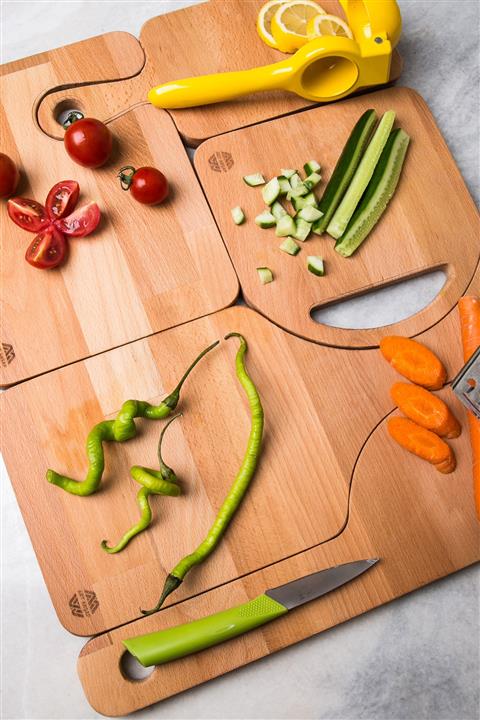 ART AHŞAP Ahşap Kasap 5'li Kesme Tahtası Seti