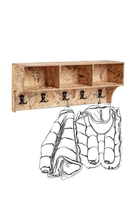 narım Osb Ahşap Fortmanto Askılıklı Duvar Rafı Özel Tasarım