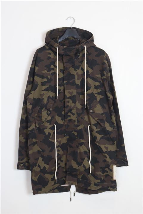 Catch Kahve Kamuflaj Fermuarlı Uzun Parka 4299