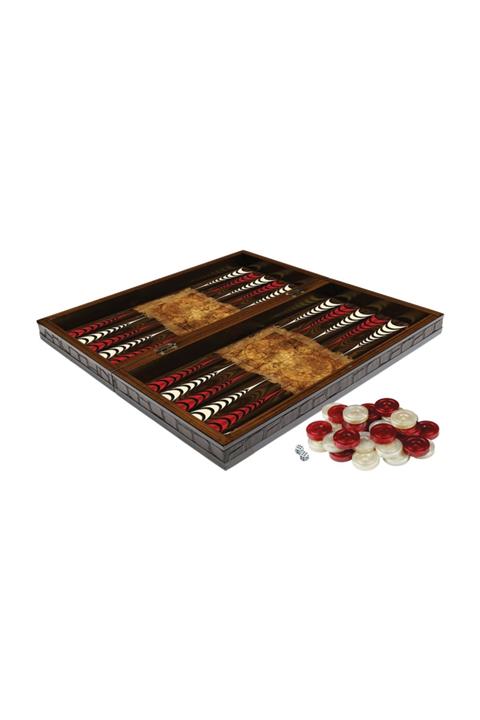 Time Gold Elegance Harita Ahşap Kaplama Tasarım El Işi Tavla Takımı