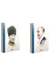 Gıpta Sert Kapak Defter Atatürk Desenli Çizgili Kareli 2 Adet