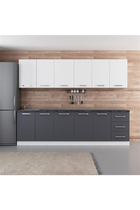 Minar 275 Cm Mutfak Dolabı Beyaz Antrasit 275-a1