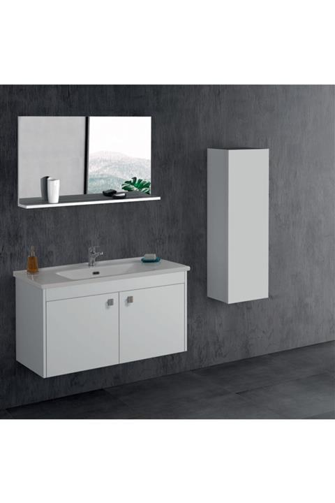 Badella Linda 100 Mat Beyaz Banyo Mobilya Takımı 100*52 Cm