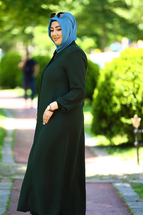 Tuğralı Haki Büyük Beden Petek Ferace