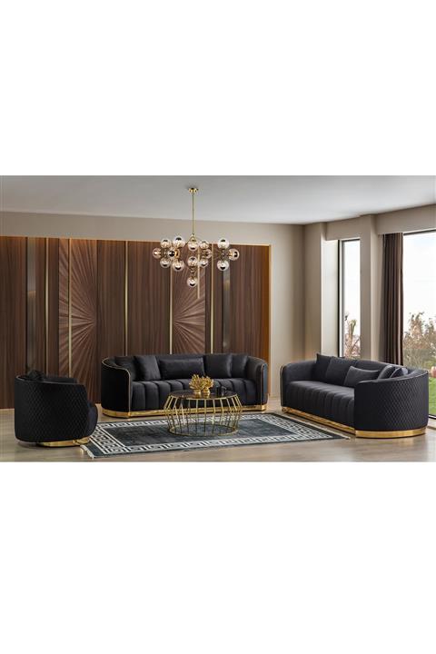 Eymense Golden Koltuk Takımı Siyah 3+3+1