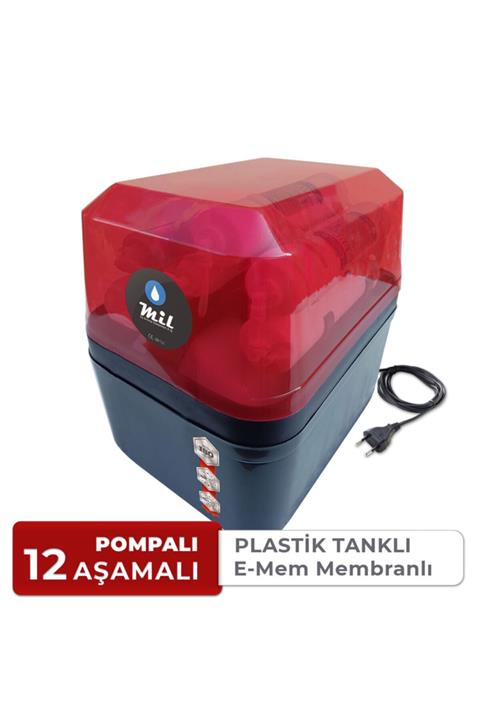 MİLSUART Mil Su 12 Aşamalı Pompalı E-mem Membranlı Kapalı Kasa Su Arıtma Cihazı (DP12-KRZ-P-E)