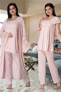 Effort Pijama Hamile Çarşı Lohusa Kısa Kol Pijama Sabahlık Takım Effort 5011-pembe