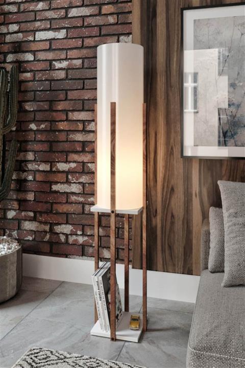 Else Halı Else Kahve Dekoratif Modern Ahşap Mdf Raflı Sehpalı Lambader