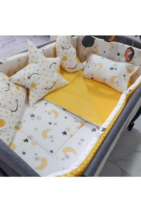 uykucubebe 70x120 Park Besik Uyku Seti 10 Parca Sari Ayli 5023 Kombin