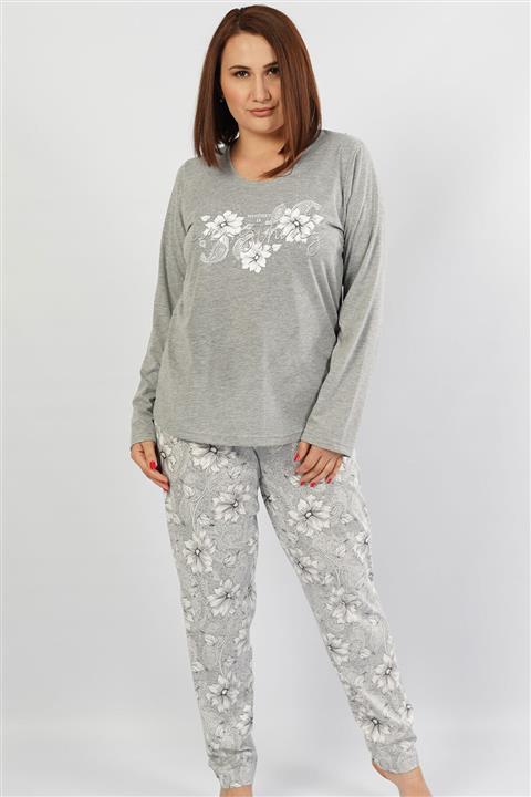 VİENETTA Büyük Beden Uzun Kol Pijama Takım