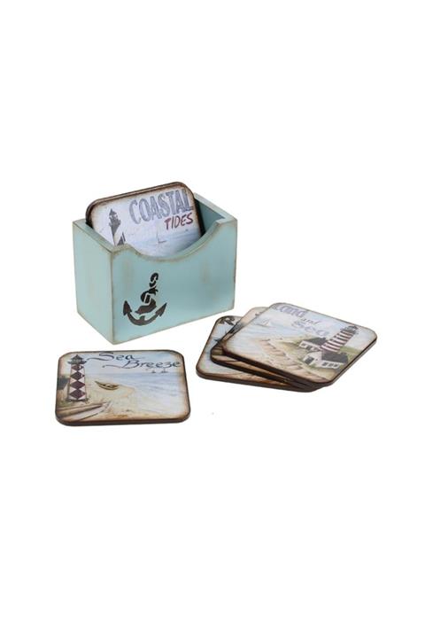 Orta Sofa Marin Bardak Altlığı Seti