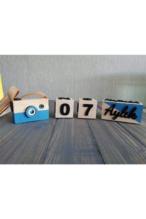 ARDIÇ DESIGN Ahşap Anı Küpü 3'lü Set ve Ahşap Fotoğraf Makinesi
