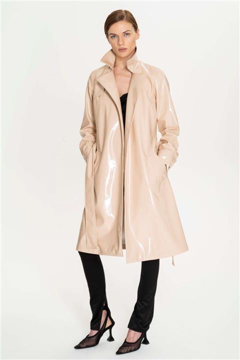 GRACEBYEDA Kadın Ekru Trençkot