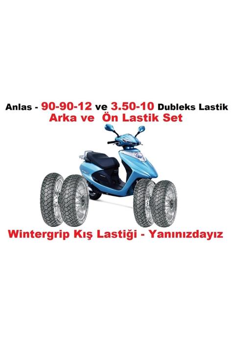 ANLAS 90-90-12 Ve 3.50-10 Iki Lastik Bir Arada Set Halinde