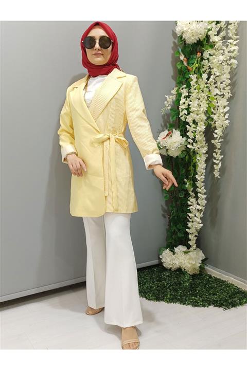 ÇookModa Çizgili Blazer Ceket