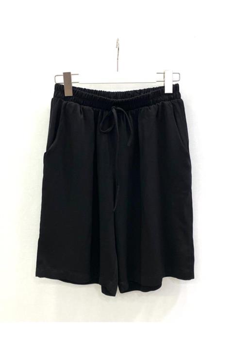 MİNDOS Kadın Şort Viskon Pamuk Dökümlü Beli Lastikli Çift Cepli 0031