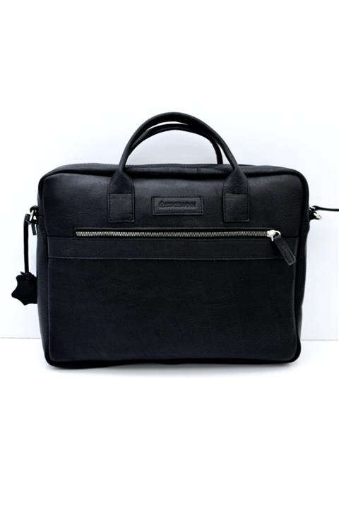 Veskemann Karl Siyah Hakiki Deri Laptop Evrak Çantası