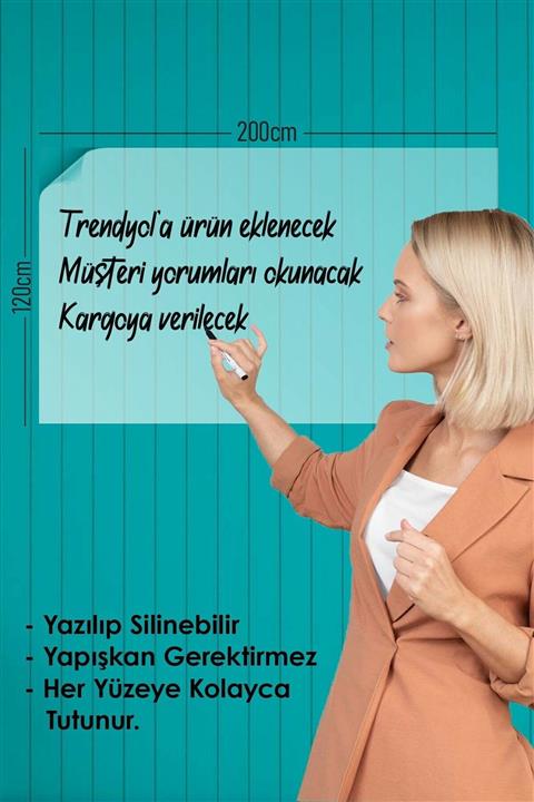 Tutunabilir Kağıt 2 Adet Şeffaf Akıllı Kağıt Tahta 120x200 Cm Şeffaf Yazı Tahtası Kalem Hediye