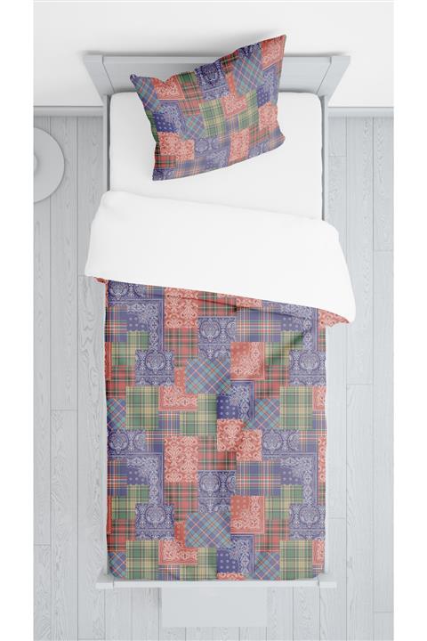 SEWINLAND Decoars Patchwork Figürlü Kadife Dekoratif Yatak Örtüsü