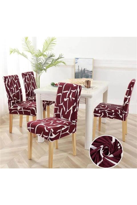 HAKSEVER HOME Dijital Baskılı Kadife Sandalye Örtüsü Sandalye Kılıfı 6'lı Set