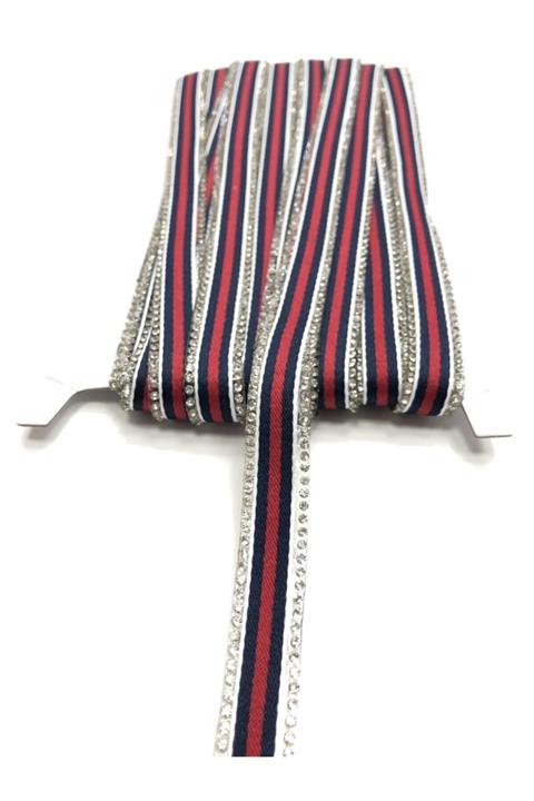 Hayalperest boncuk Lacivert Kırmızı Ütü Ile Yapışan Şerit Aplik