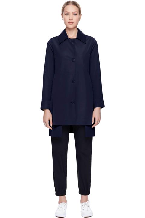 QUO Kadın Lacivert Yırtmaçlı Trençkot