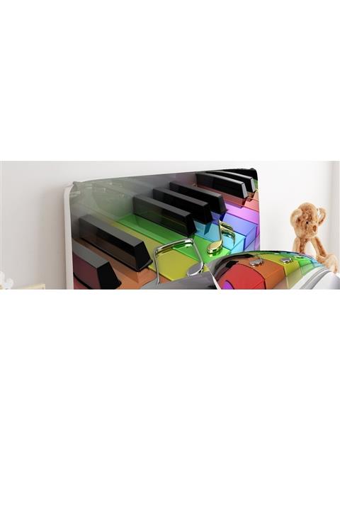 CİCİ TASARIM ÜRÜNLERİ Baza Başlık Kılıfı Renkli Piyano Ve Melodi Nesneler