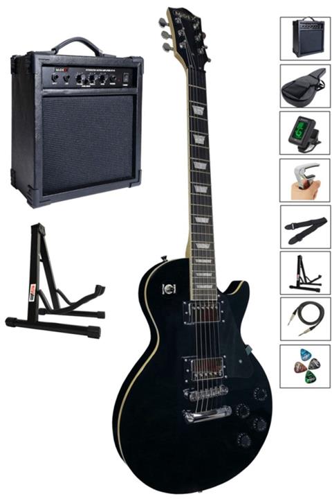 Midex Grx200bk-amp Üst Segment amfili Elektro Gitar Set Les Paul Kasa Masif Ağaç (hh)