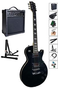 Midex Grx200bk-amp Üst Segment amfili Elektro Gitar Set Les Paul Kasa Masif Ağaç (hh)