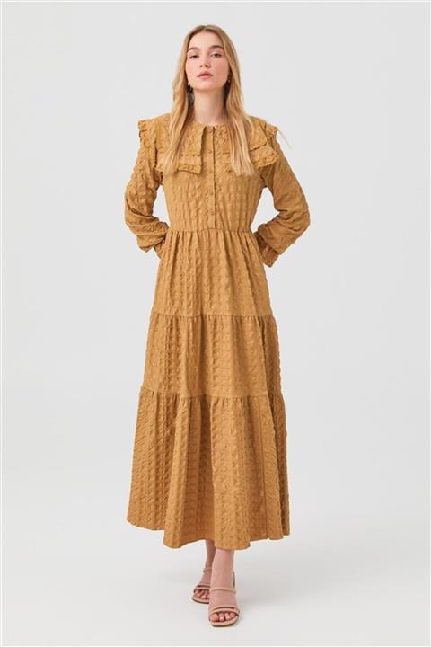 Loreen Bahriye Yaka Latte Elbise