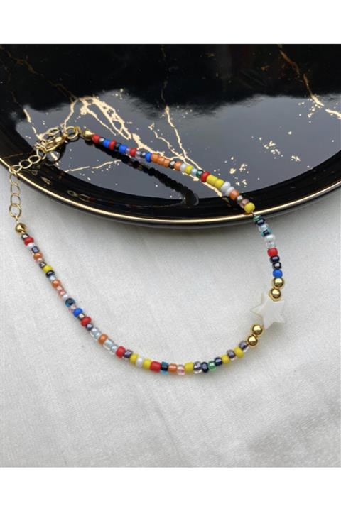 mersaksesuar Gerçek Yıldız Sedef Uçlu Kum Boncuk Halhal