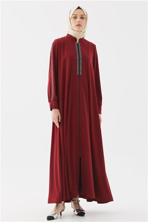 Doque Kadın Bordo Sim Detay Fermuarlı Trençkot