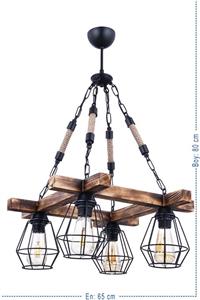 polataydinlatma Tetra Wooden 4 Lü Lüx Halatlı Avize