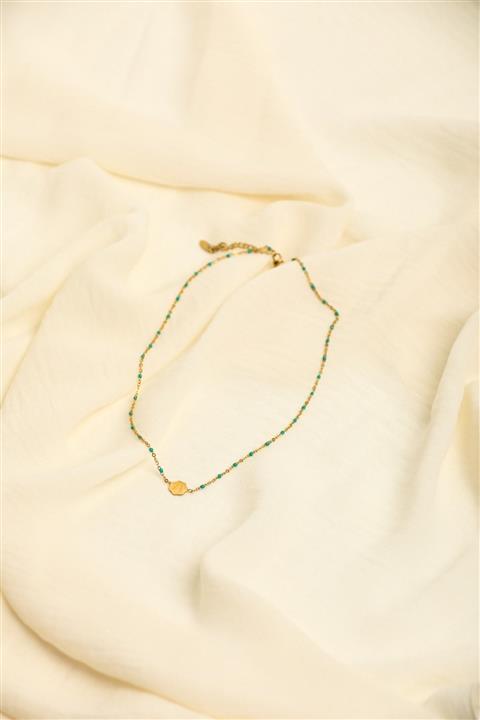 bikgedesign Yeşil Boncuklu Midye Kolye