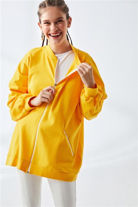 Muni Muni Kadın Sarı Doğal Kumaşlı Sweatshirt