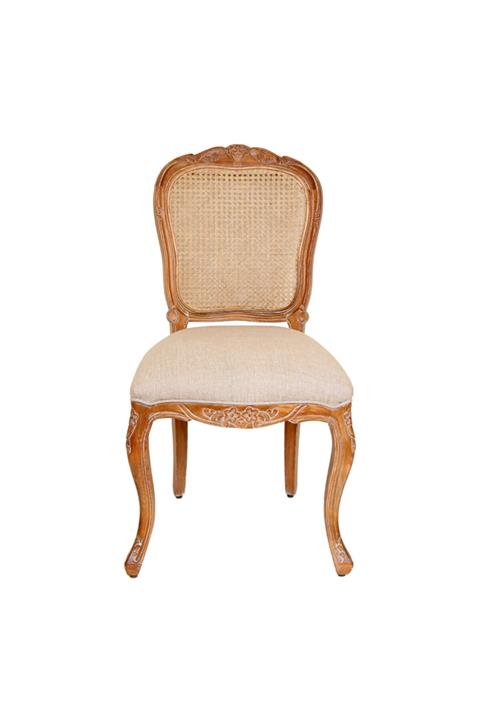 Hanel Mobilya Ahşap Hazeranlı Ashley Yemek Masası Sandalyesi Krem Keten